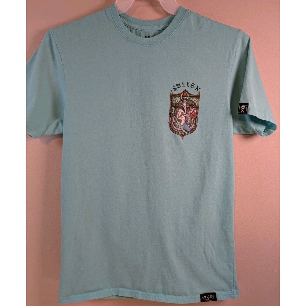 Sullen Men's Nautical Crest Short Sleeve Premium Skeleton Shark Tattoo Sz Med